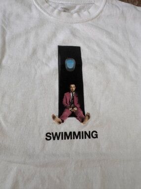 White 'SWIMMING' Graphic Short Sleeve Tee Mac miller